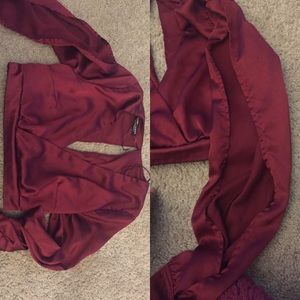 Satin LongSleeve Crop Top